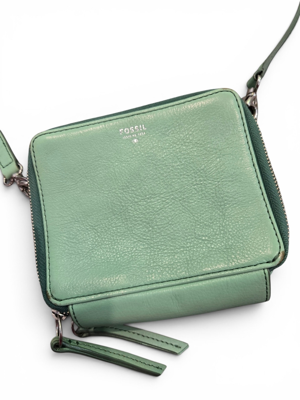 Fossil Green Leather Crossbody Bag